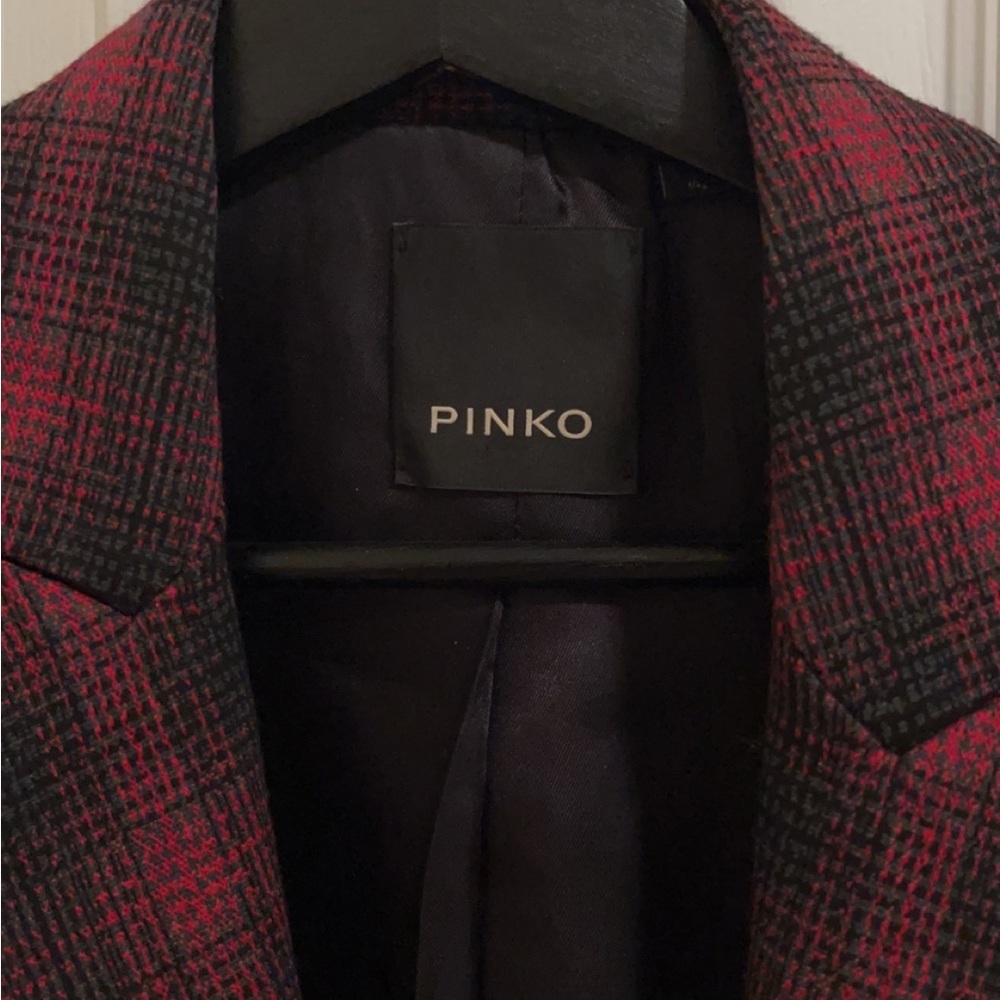 Red and black plaid checked Pinko blazer size 2 - Picture 4 of 5